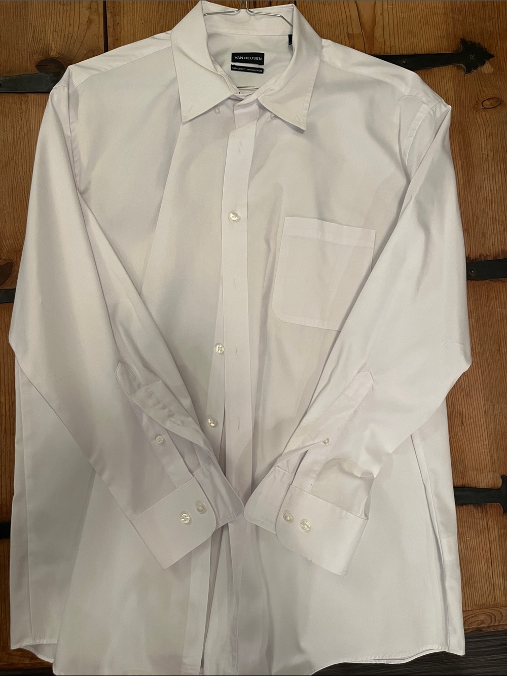 Van Heusen Men’s White Dress Shirt - Point Collar, Long Sleeve